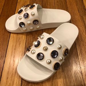 Tory Burch Vail Embellished Slides, never worn!